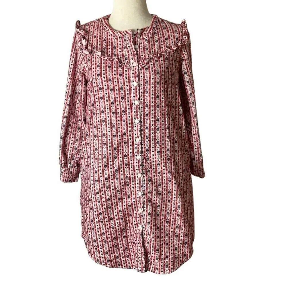 Lanz of Salzburg Short Flannel Nightgown Sleep Shirt Women’s Small